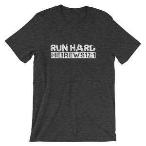 Hebrews 12:1 "Run Hard" Christian T-Shirt for Men/Unisex