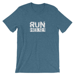 Hebrews 12:1 "RUN" Men's/Unisex Tee Shirt