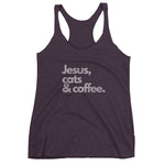 "Jesus, Cats & Coffee" Women's Racerback Tank
