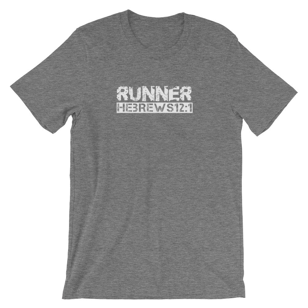 Hebrews 12:1 "Runner" Christian T-Shirt for Men/Unisex