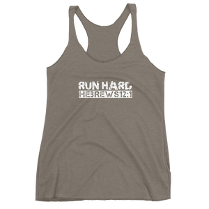 "Run Hard" Hebrews 12:1 Racer Back Christian Tank Top for Women
